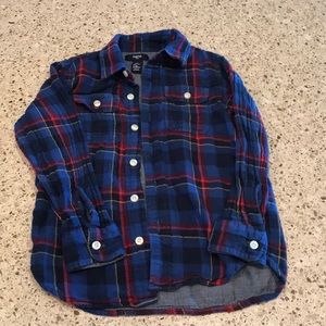 GAP boys lined Button Down plaid shirt